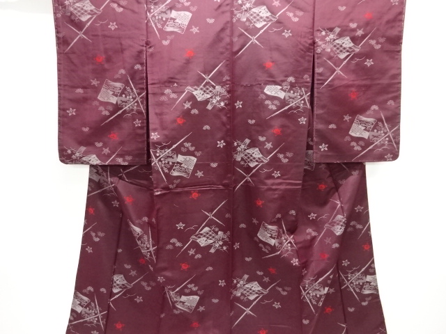 JAPANESE KIMONO / ANTIQUE KIMONO / TAISHO ROMAN STYLE / WOVEN BAMBOO & PINE